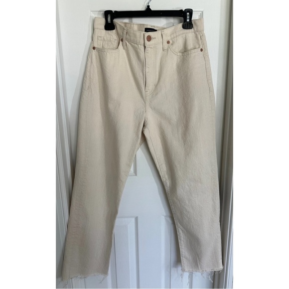 Banana Republic High Rise Straight Ankle Raw Hem Premium Denim Jeans 31 - Picture 2 of 9